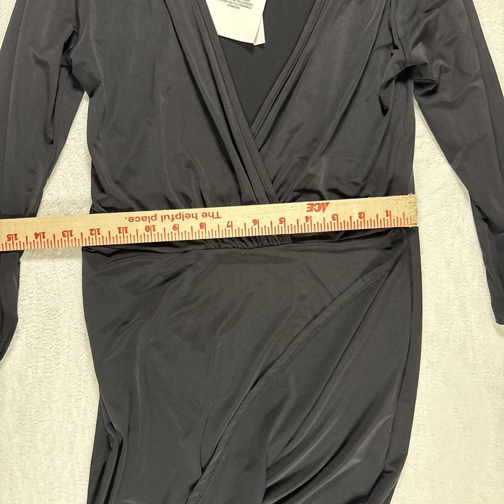 ASOS Women's Black Wrap Dress 3/4 Sleeve Mini Fitted Stretch Dress Size 6‎ - Picture 7 of 10